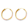 14K Yellow White Rose Gold Diamond Cut Greek Design Hoop Earring