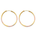 14K Yellow White Rose Gold Diamond Cut Greek Design Hoop Earring