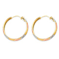 14K Yellow White Rose Gold Diamond Cut Heart Hoop Earring