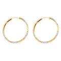 14K Yellow White Rose Gold Diamond Cut Heart Hoop Earring