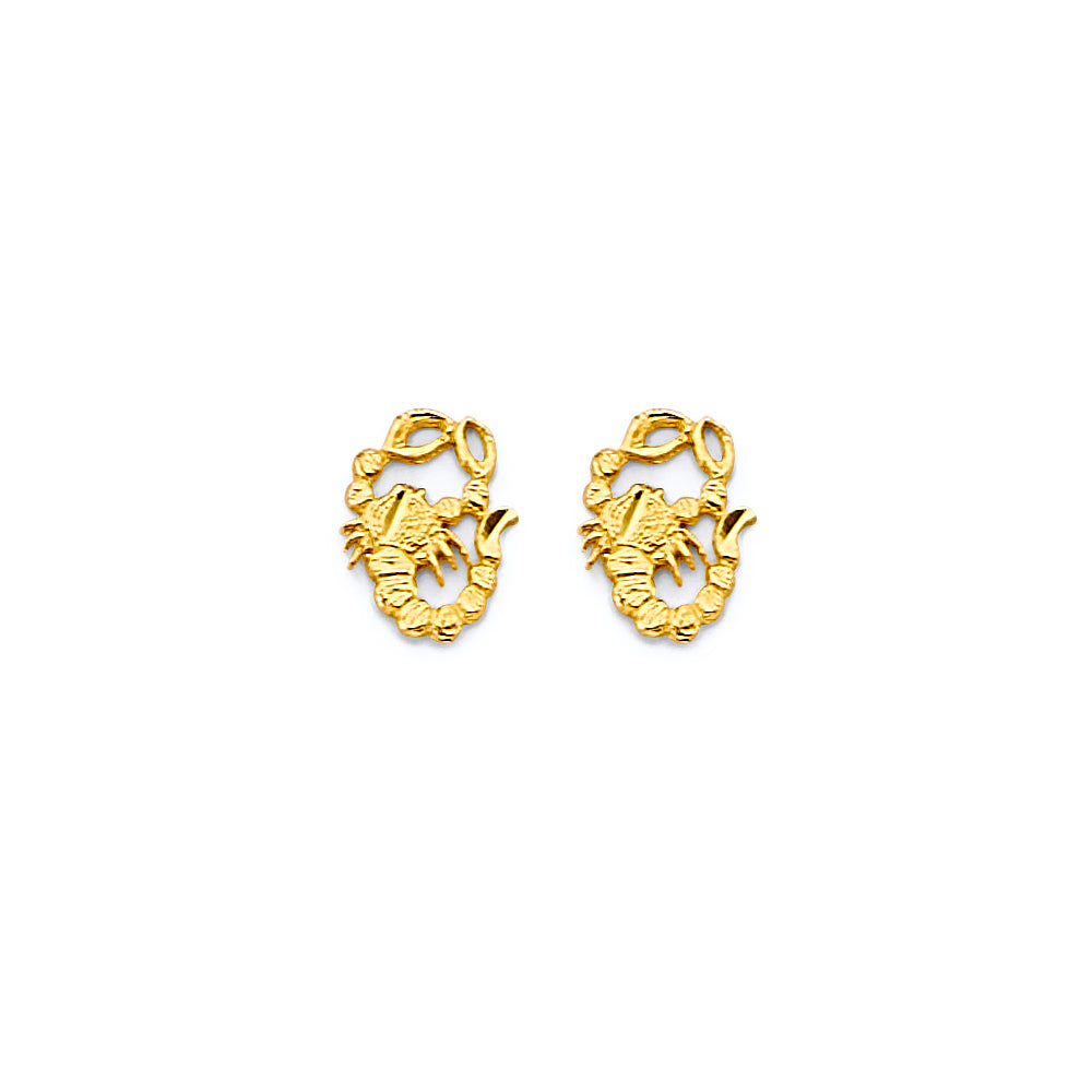 14K Yellow Gold Scorpion Push Back Earring