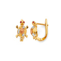 14K Yellow White Rose Gold Turtle Half Huggies Earring