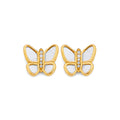 14K Yellow Gold Mop CZ Butterfly Earring