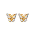 14K Two Tone Gold CZ Butterfly Push Back Earring