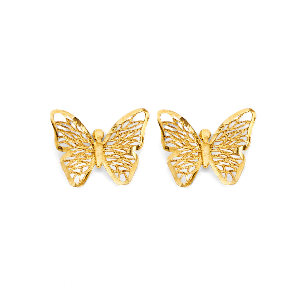14K Yellow Gold Butterfly Push Back Earring