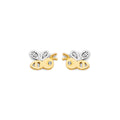 14K Two Tone Gold CZ Bee Push Back Earring