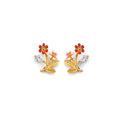 14K Yellow White Rose Gold CZ Flower Push Back Earring