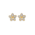 14K Yellow Gold CZ Flower Push Back Earring