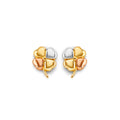 14K Yellow White Rose Gold Clover Push Back Earring