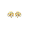 14K Yellow Gold CZ Clover Push Back Earring