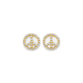 14K Yellow Gold CZ Peace Push Back Earring