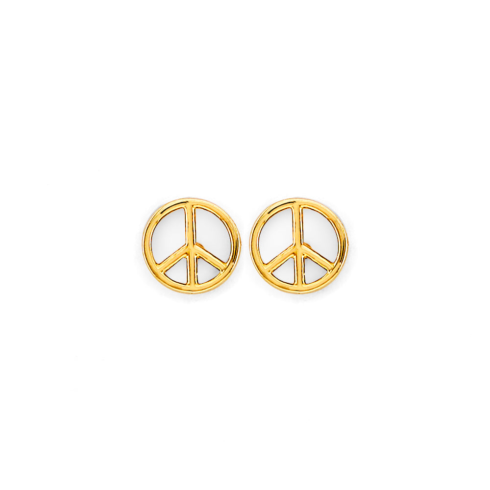 14K Yellow Gold Peace Push Back Earring