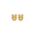 14K Yellow Gold CZ Owl Push Back Earring