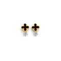 14K Yellow Gold CZ Small Clover Push Back Earring