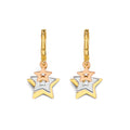 14K Yellow White Rose Gold Hanging Stars Huggies Earring