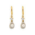 14K Yellow Gold CZ Pearl Hanging Huggies Earring