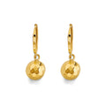14K Yellow Gold Hanging Ball Huggies Earring