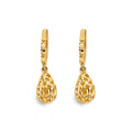 14K Yellow Gold Hanging Ball Huggies Earring