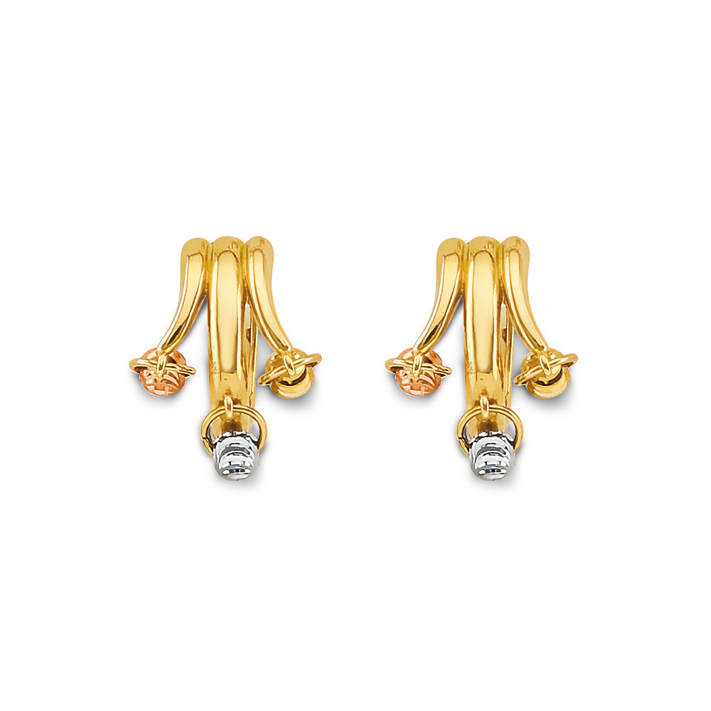 14K Yellow White Rose Gold Huggies Earring