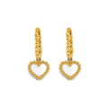 14K Yellow Gold Bead Heart Huggies Earring