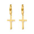 14K Yellow Gold Cross Huggies Earring