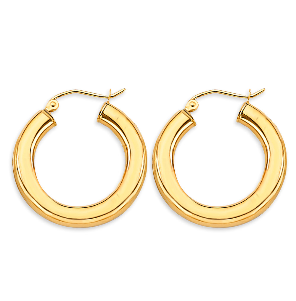 14K Yellow Gold 3.8 mm Polish Round Tube Hoop