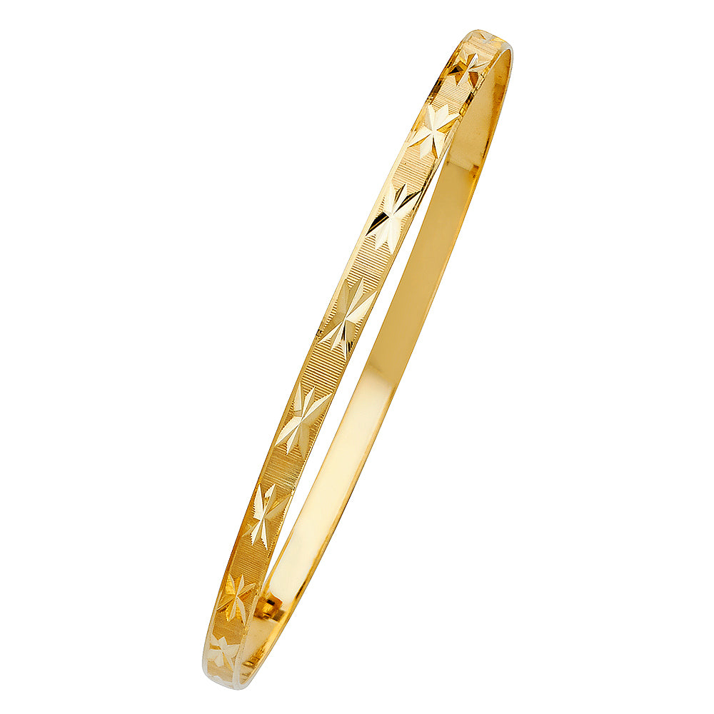 14K Yellow Gold 4 mm Solid Bangle