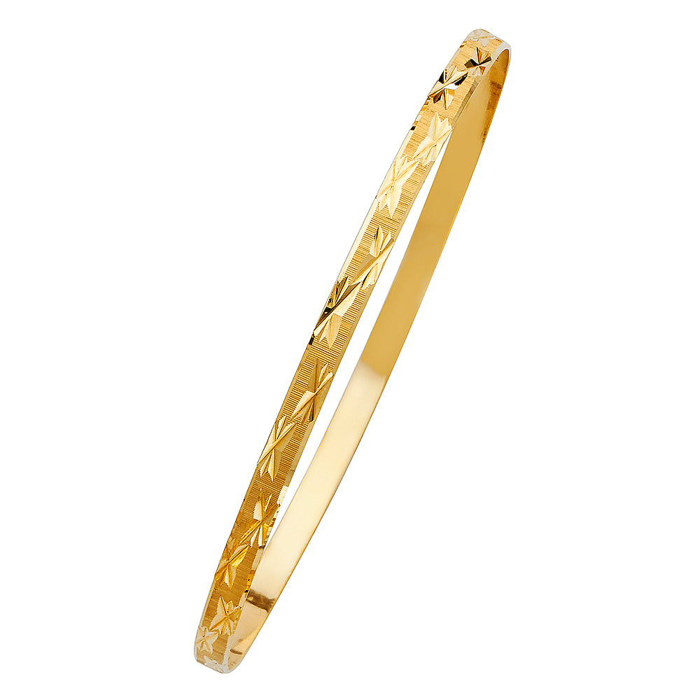 14K Yellow Gold 4 mm Solid Bangle