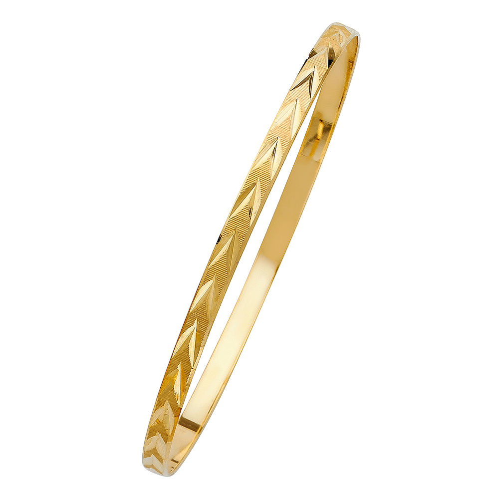 14K Yellow Gold 4 mm Solid Bangle