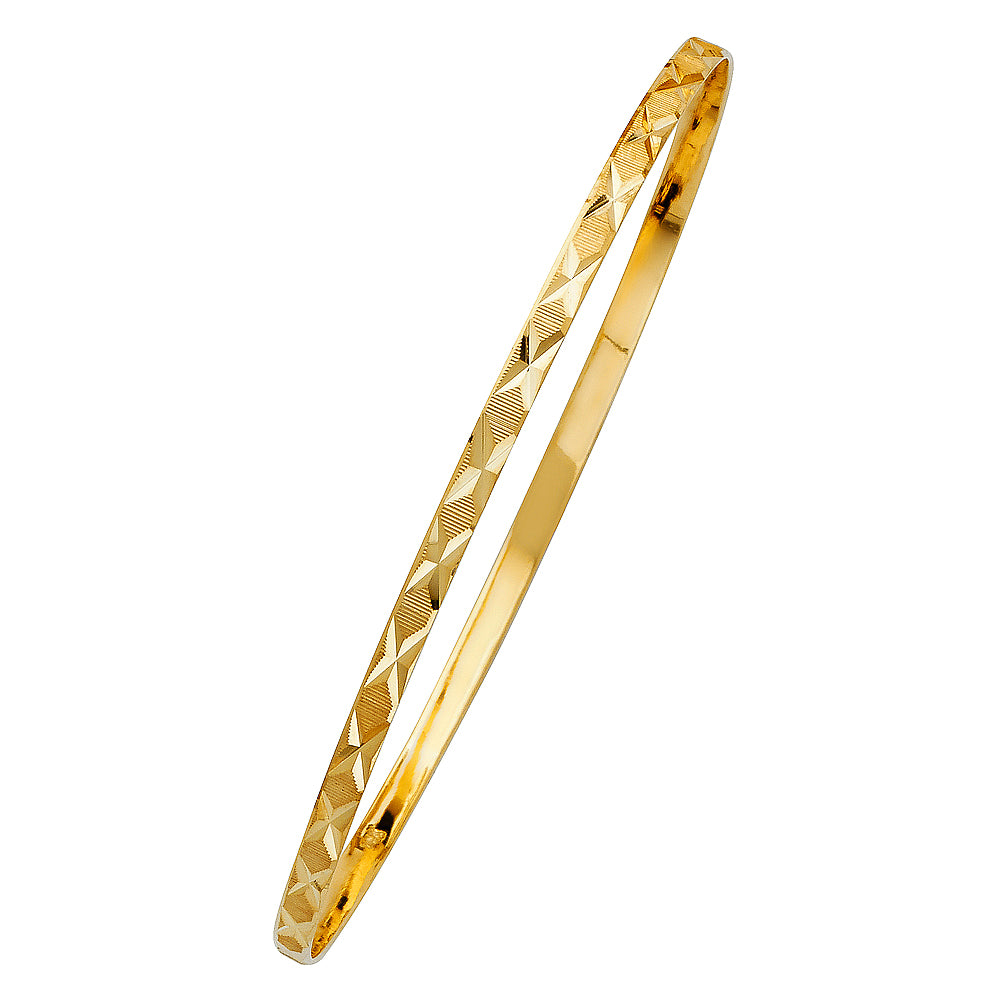 14K Yellow Gold 3 mm Solid Bangle