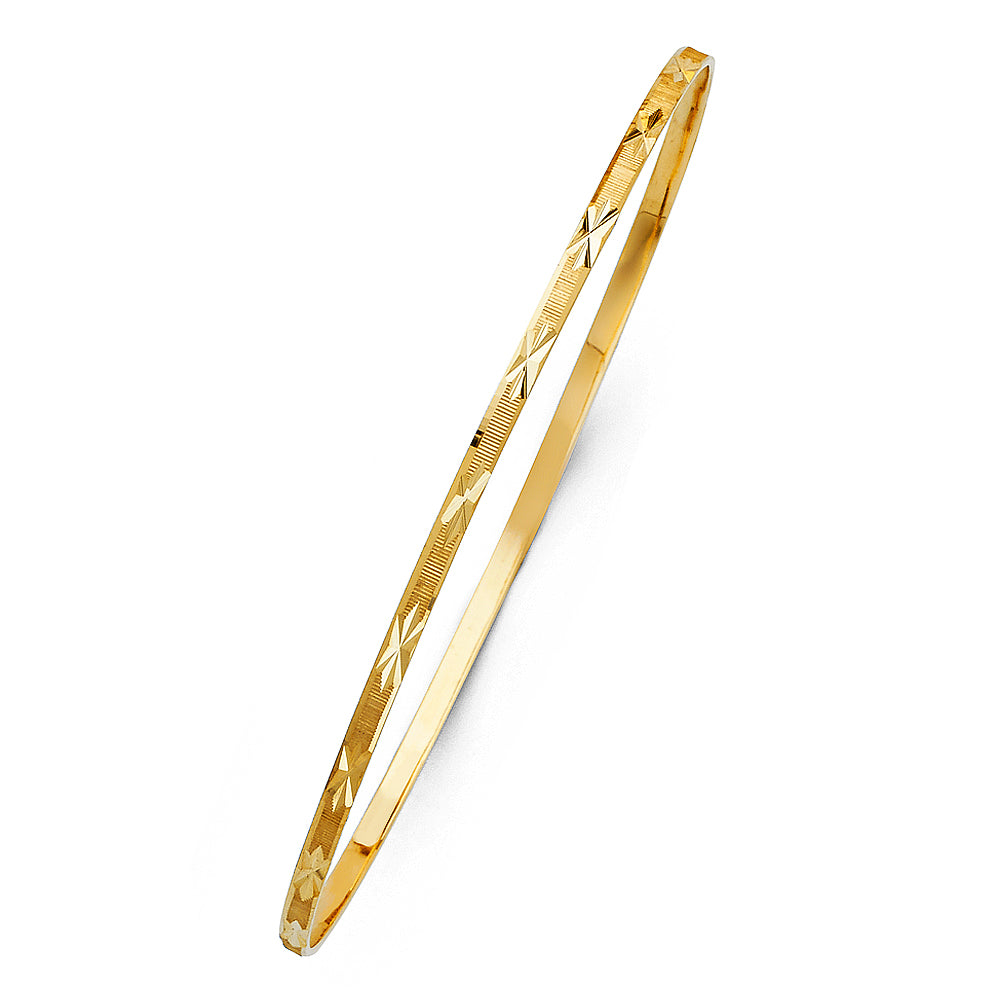 14K Yellow Gold 2 mm Solid Bangle