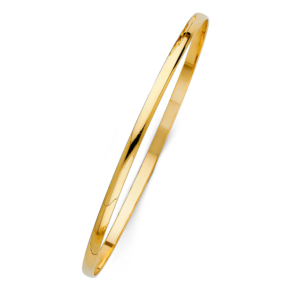 14K Yellow Gold 3 mm Solid Bangle