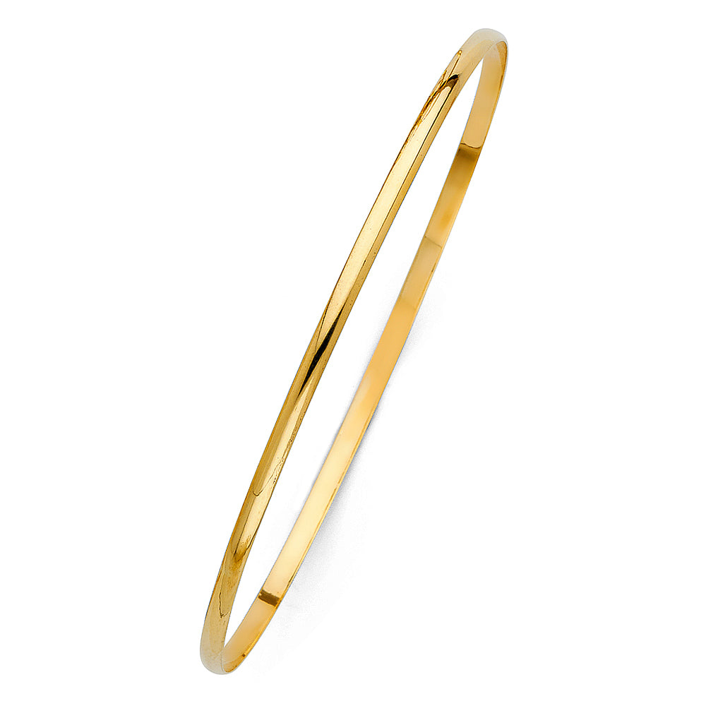14K Yellow Gold 2 mm Solid Bangle