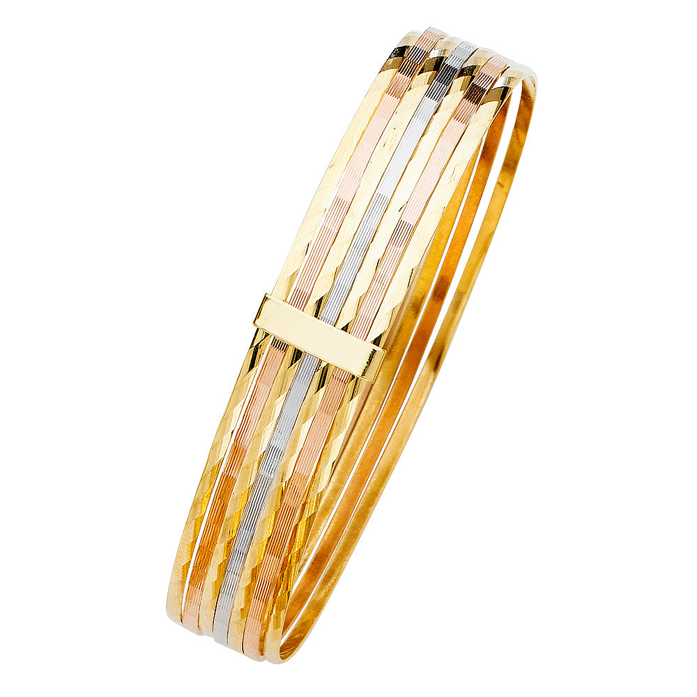 14K Yellow White Rose Gold 7 Days Solid Bangle