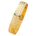 14K Yellow Gold 7 Days Solid Bangle with CZ