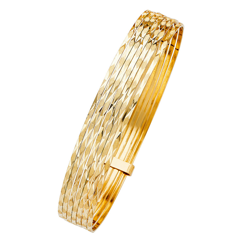 14K Yellow Gold 7 Days Solid Bangle