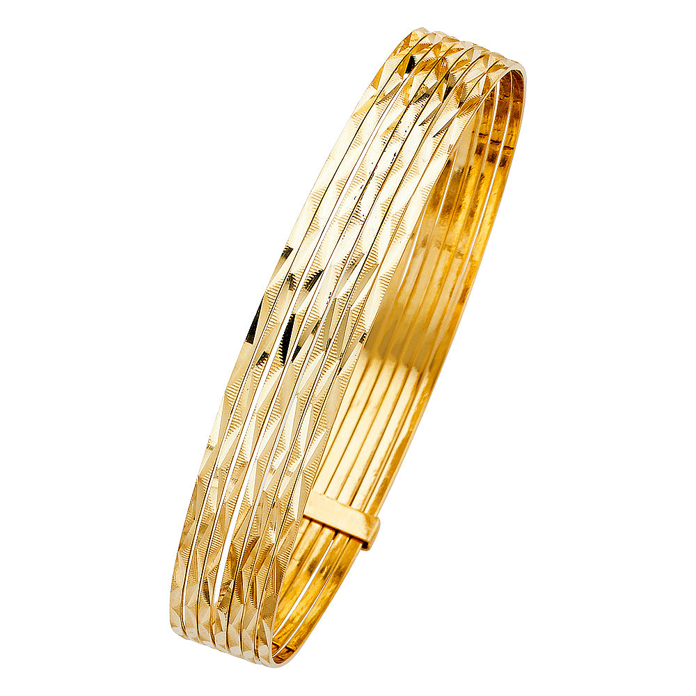 14K Yellow Gold 7 Days Solid Bangle