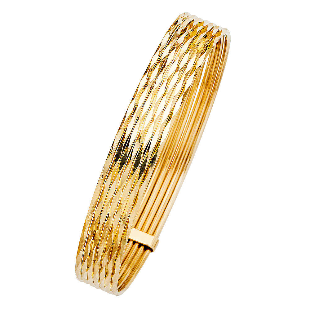 14K Yellow Gold 7 Days Solid Bangle