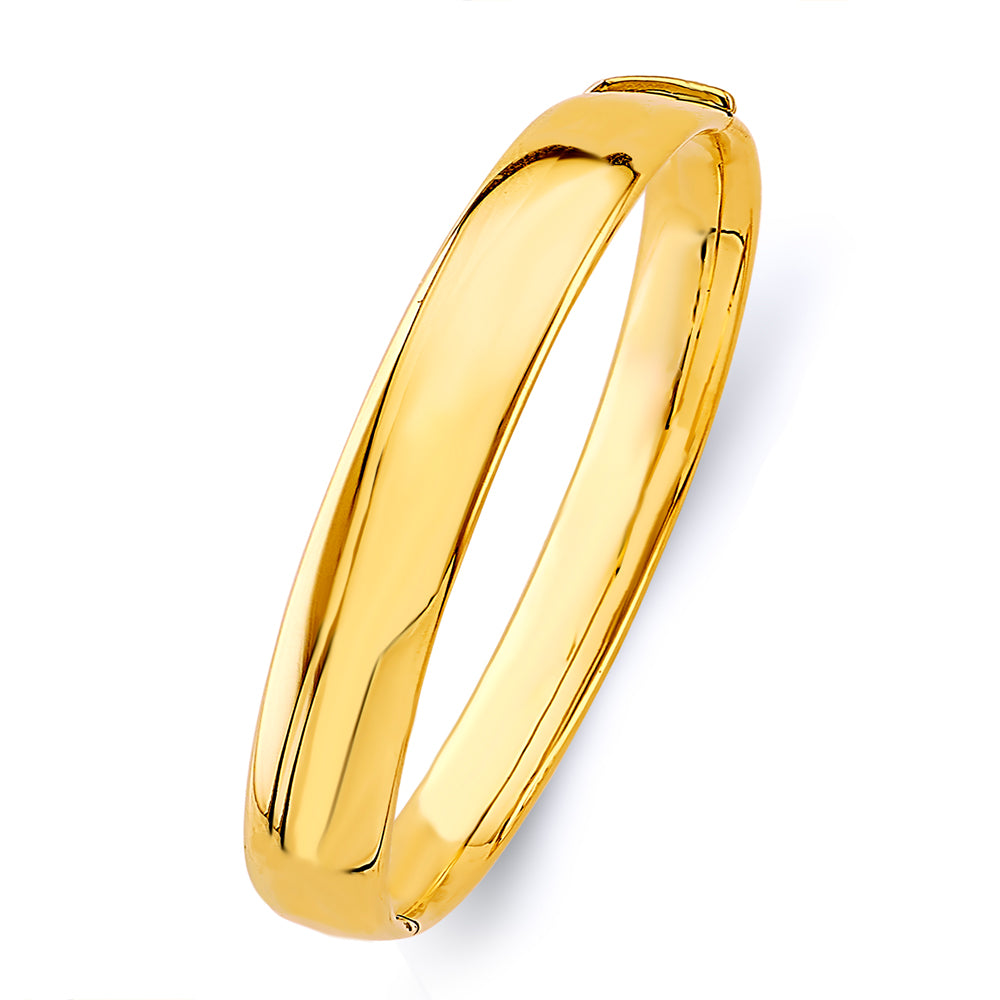14K Yellow Gold 10 mm Plain Hollow Oval Bangle
