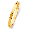 14K Yellow Gold 6 mm Square Plain Hollow Oval Bangle