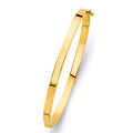 14K Yellow Gold 4 mm Square Plain Hollow Oval Bangle
