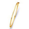 14K Yellow Gold 2 mm Square Plain Hollow Oval Bangle - 7 inch