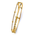 14K Yellow Gold 2 Lines Oval Bangle W/Cz