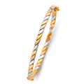 14K Yellow White Rose Gold Square Tube Hollow Braided Oval Bangle