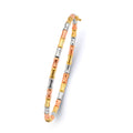 14K Yellow White Rose Gold Hollow Bamboo Oval Bangle
