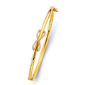 14K Yellow Gold CZ Hollow Oval Bangle