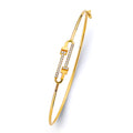 14K Yellow Gold CZ Light Flexible Bangle
