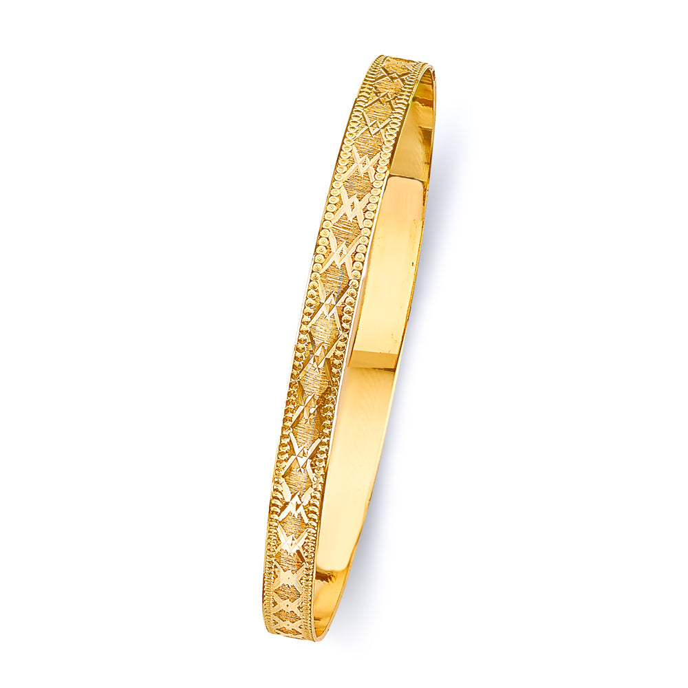 14K Yellow Gold 6 mm Solid Bangle