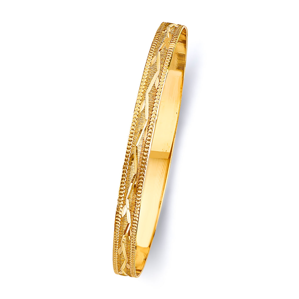 14K Yellow Gold 6 mm Solid Bangle