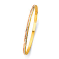 14K Yellow White Rose Gold 3.5 mm Solid Bangle